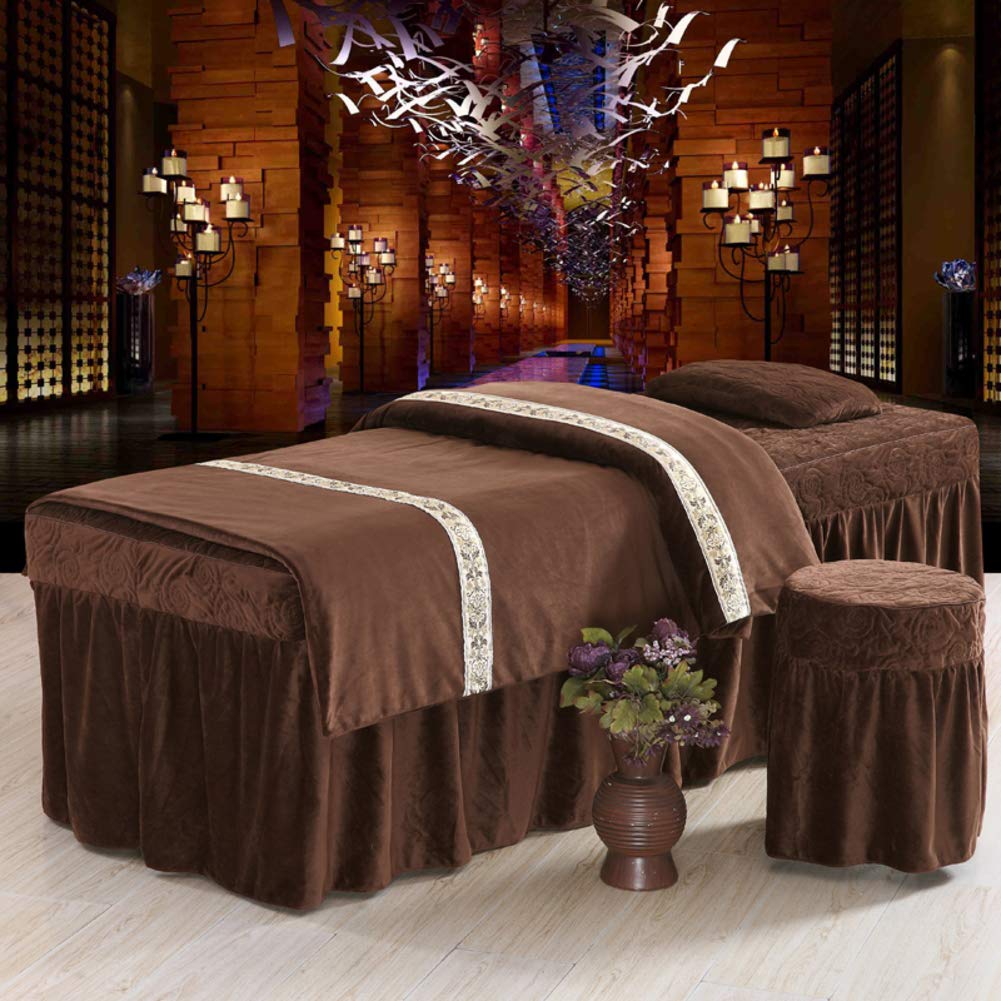 Premium Thickened Crystal Velvet Massage Table Sheet Set - 70x185cm (28x73inch) Spa Bed Cover with Skirt for Beauty Salon & Professional Massage Therapy - Soft, Durable & Easy to Clean