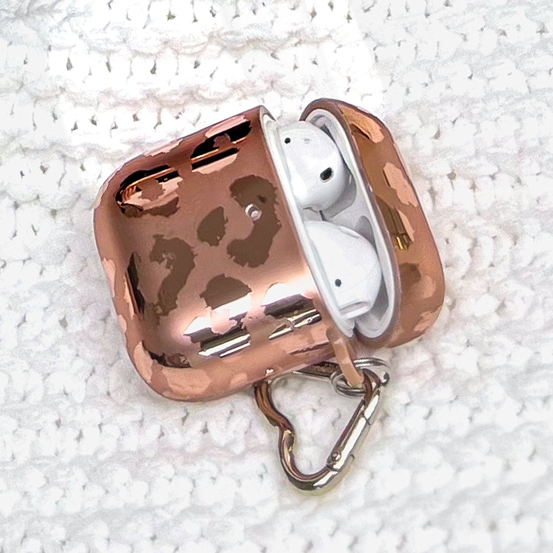 Stylish Bronze Chrome Leopard Print AirPod Case - Trendy Protective Cover for AirPods 1/2/3/Pro - Perfect for Gym, Travel & Everyday Use