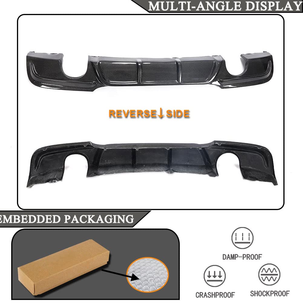 Carbon Fiber Rear Diffuser for BMW 3 Series E90 325i 335i M Sport (2005-2012) - Lower Bumper Lip Spoiler Body Kit - Enhances Aerodynamics & Sporty Look - Perfect for Car Enthusiasts & Performance Upgrades