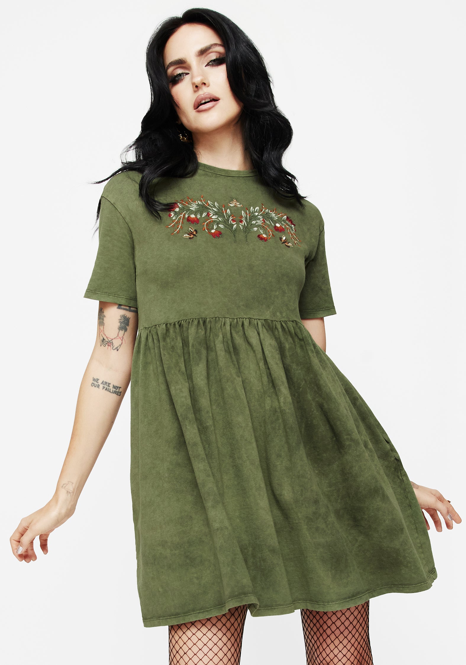 Embroidered Cotton Jersey Skater Dress for Women - Flowy A-Line Mini Dress with Floral Design | Perfect for Casual Outings, Date Nights & Summer Parties