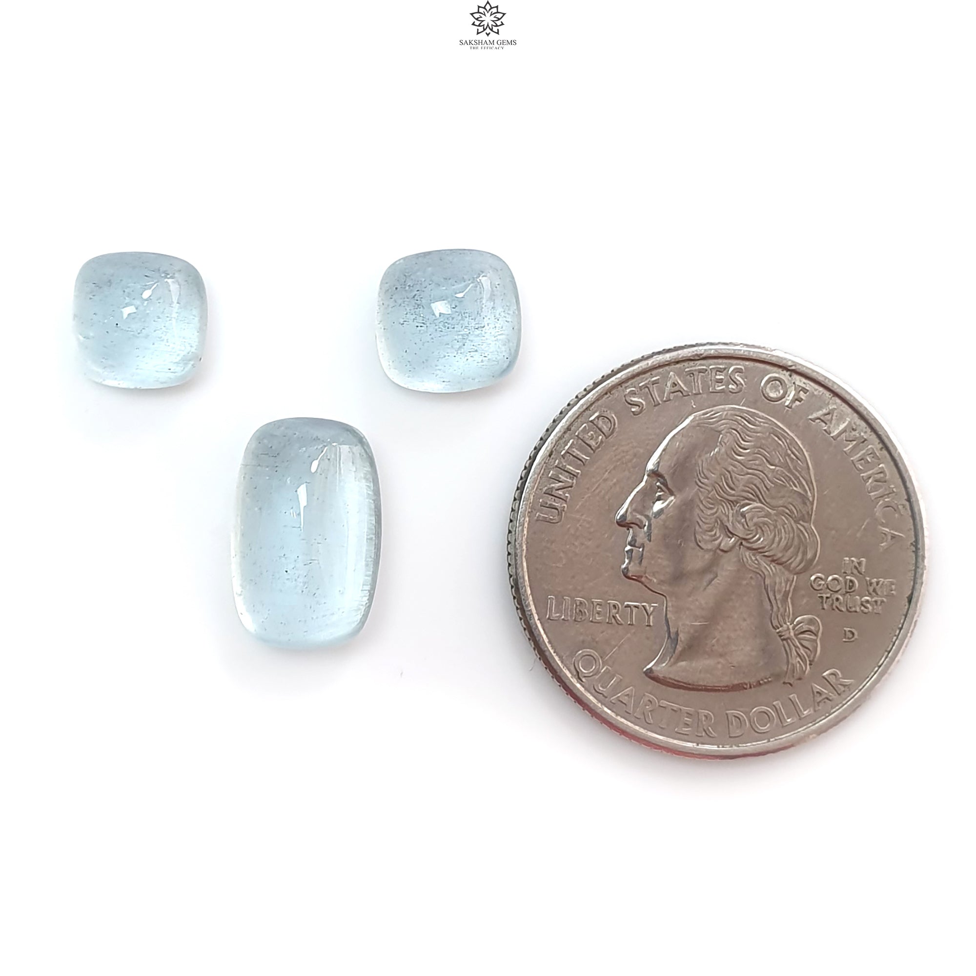 Natural Untreated Blue Aquamarine Gemstone Cabochon - Oval, Pear & Cushion Shape (2pcs/3pcs Set) | March Birthstone for Jewelry Making, Healing Crystals & Spiritual Gifts