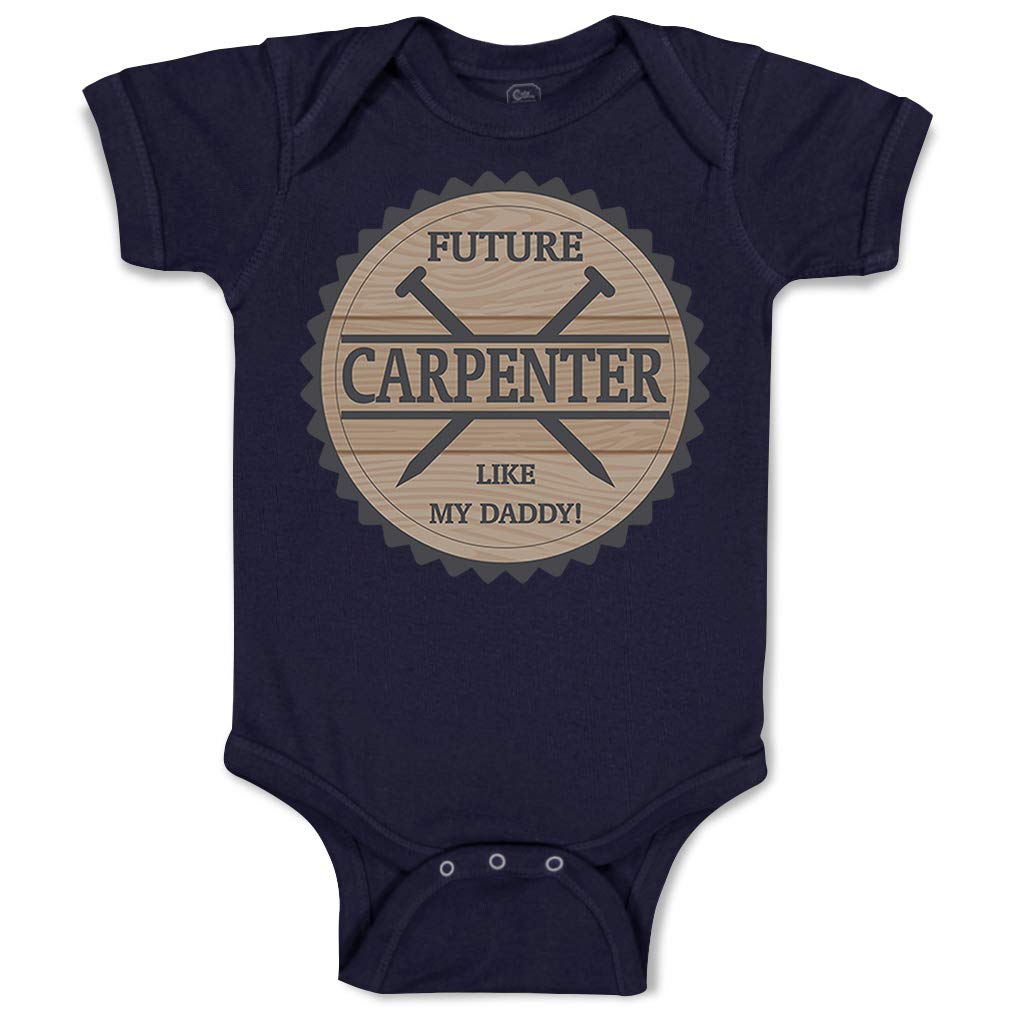 Funny Baby Bodysuit - Future Carpenter Like My Daddy - Cotton Navy Design for Newborn Boys & Girls | Perfect for Playtime & Family Photos
