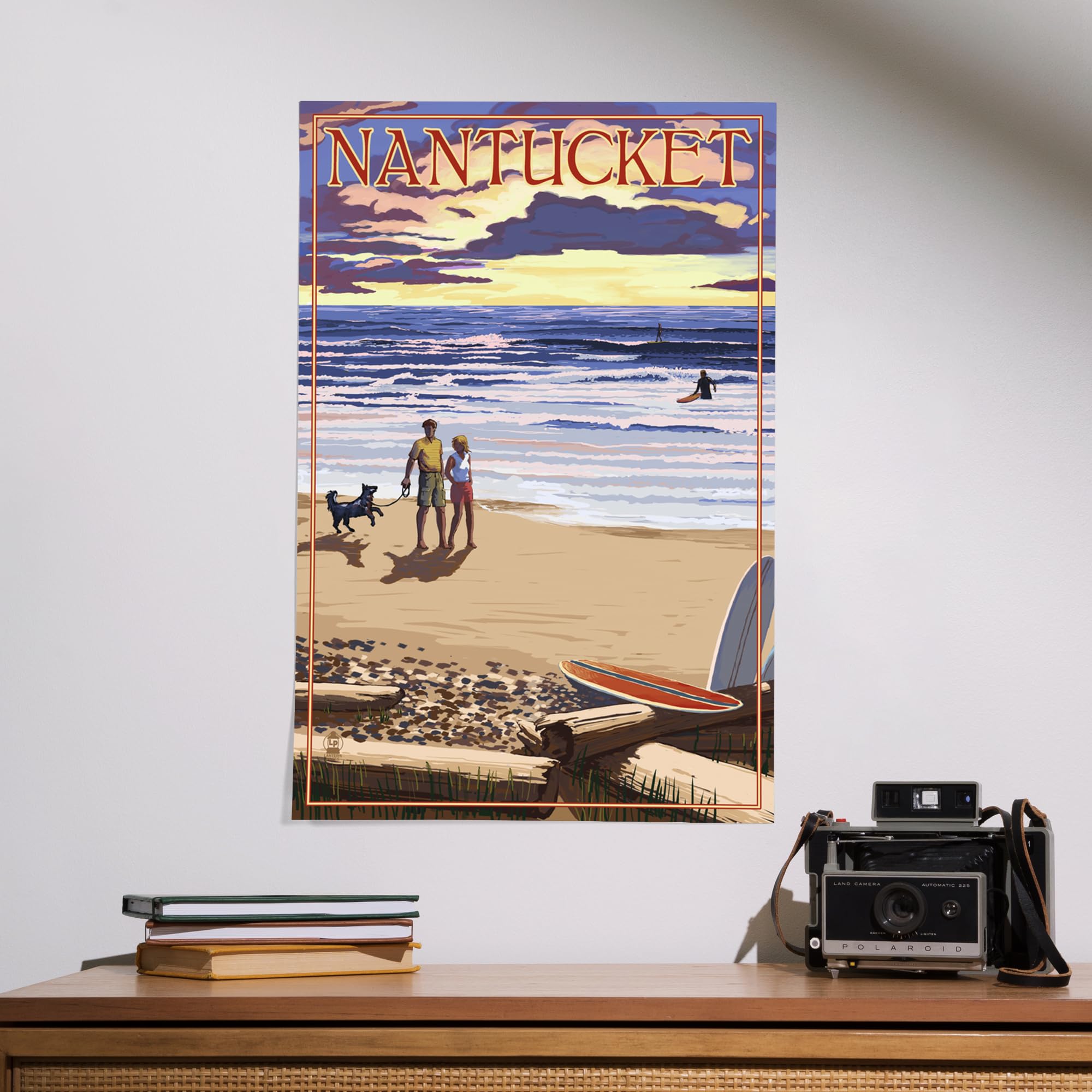 Lantern Press 16x24 Inch Giclee Art Print - Nantucket Massachusetts Sunset Beach Wall Decor - Coastal Home Decor for Living Room, Bedroom & Office