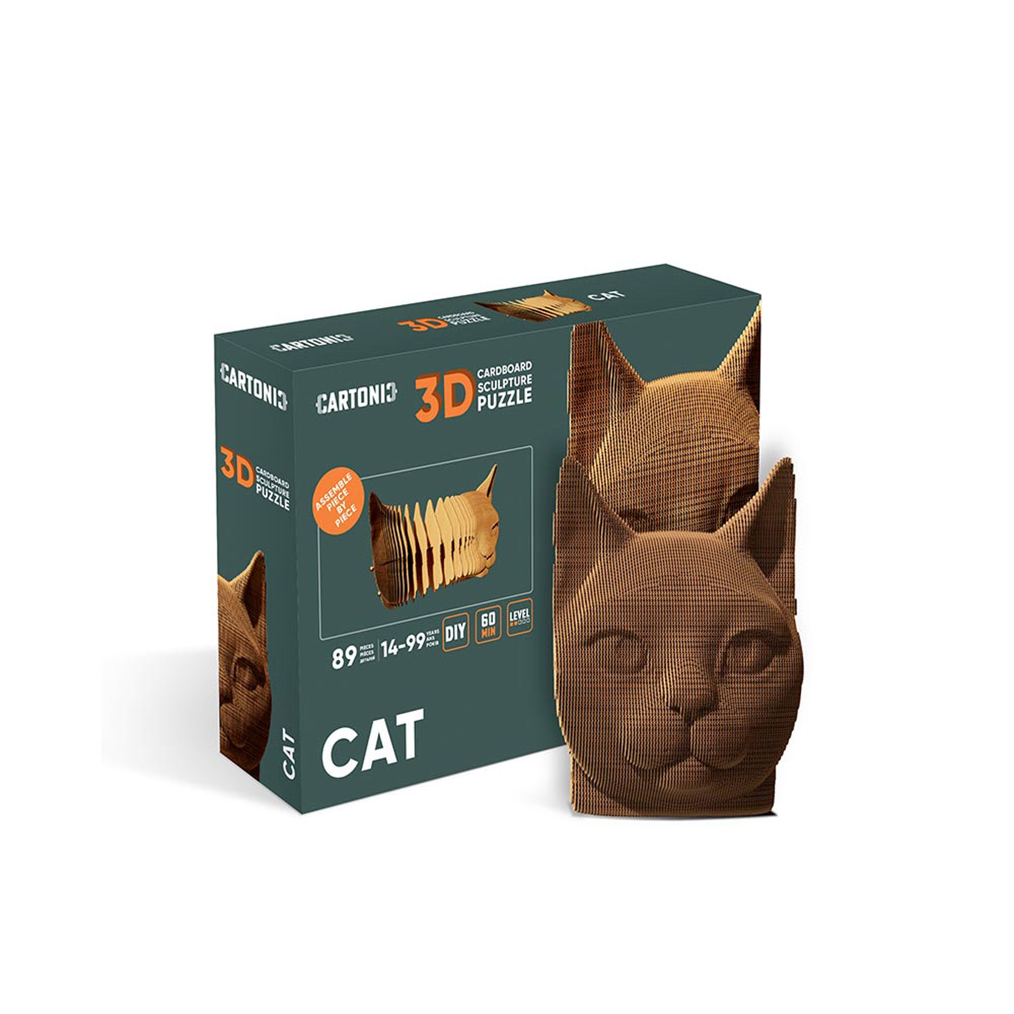 3D Cardboard Puzzle - DIY Cat Model Kit for Adults & Kids | Fun Educational Toy for Home Decor, Gifts & STEM Learning Activities