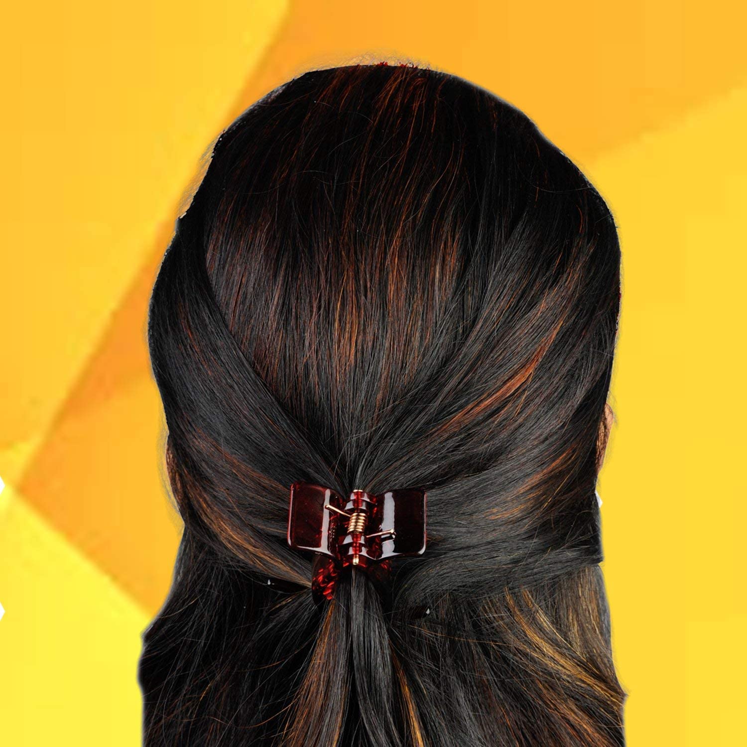 Imioxo Black Hair Clips for Women - Medium Size Trendy Plastic Hair Clutch - Pack of 6 - Perfect for Office, Party & Everyday Hairstyles