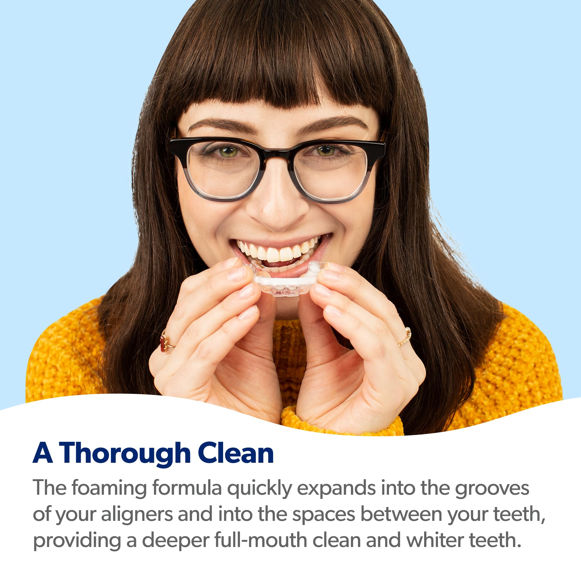 EverSmile AlignerFresh Original Clean Foam - Invisalign & Clear Aligner Compatible Teeth Whitening Foam - Removes Bacteria, Whitens Teeth, Fights Bad Breath - 50ml (4 Pack) - Perfect for Travel, Daily Oral Care & Invisible Braces Maintenance