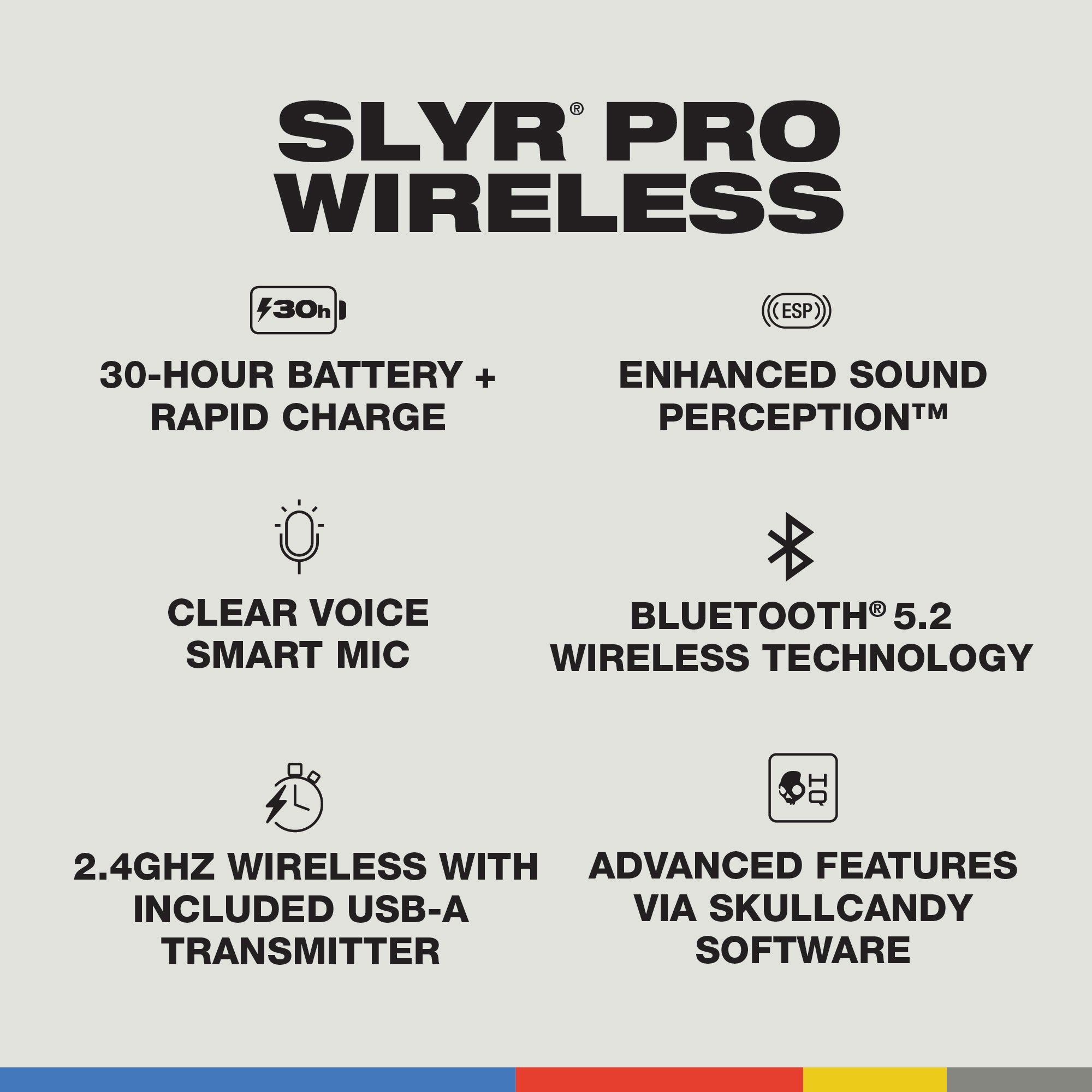 SLYR® Pro Wireless Bluetooth Earbuds - Noise Cancelling, Hi-Fi Stereo Sound, 30H Playtime for Gym, Running, Travel & Work