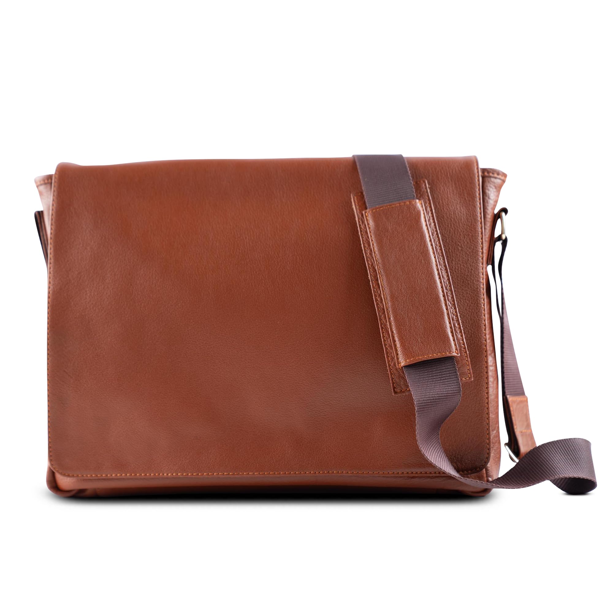 Premium Full-Grain Leather Briefcase for Men & Women - Vintage Brown Messenger Bag with Laptop Compartment - Professional Work Bag & Travel Satchel - Slim Crossbody Business Bag for Office, Commuting & Business Trips