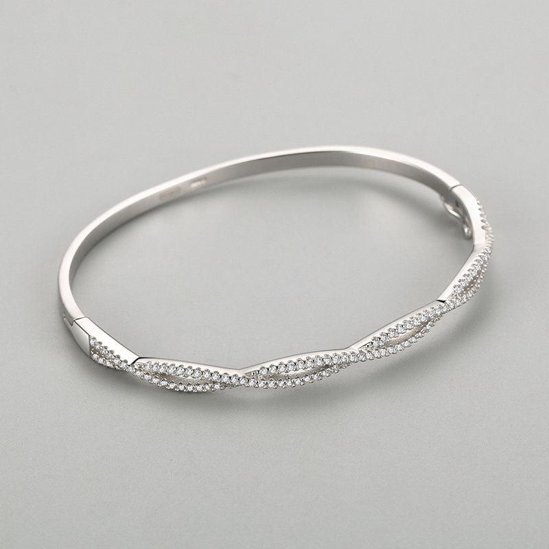 Micro Set Cross Wave Jewelry Bracelet for Women - Elegant Adjustable Bangle for Everyday Wear, Gift Giving & Special Occasions