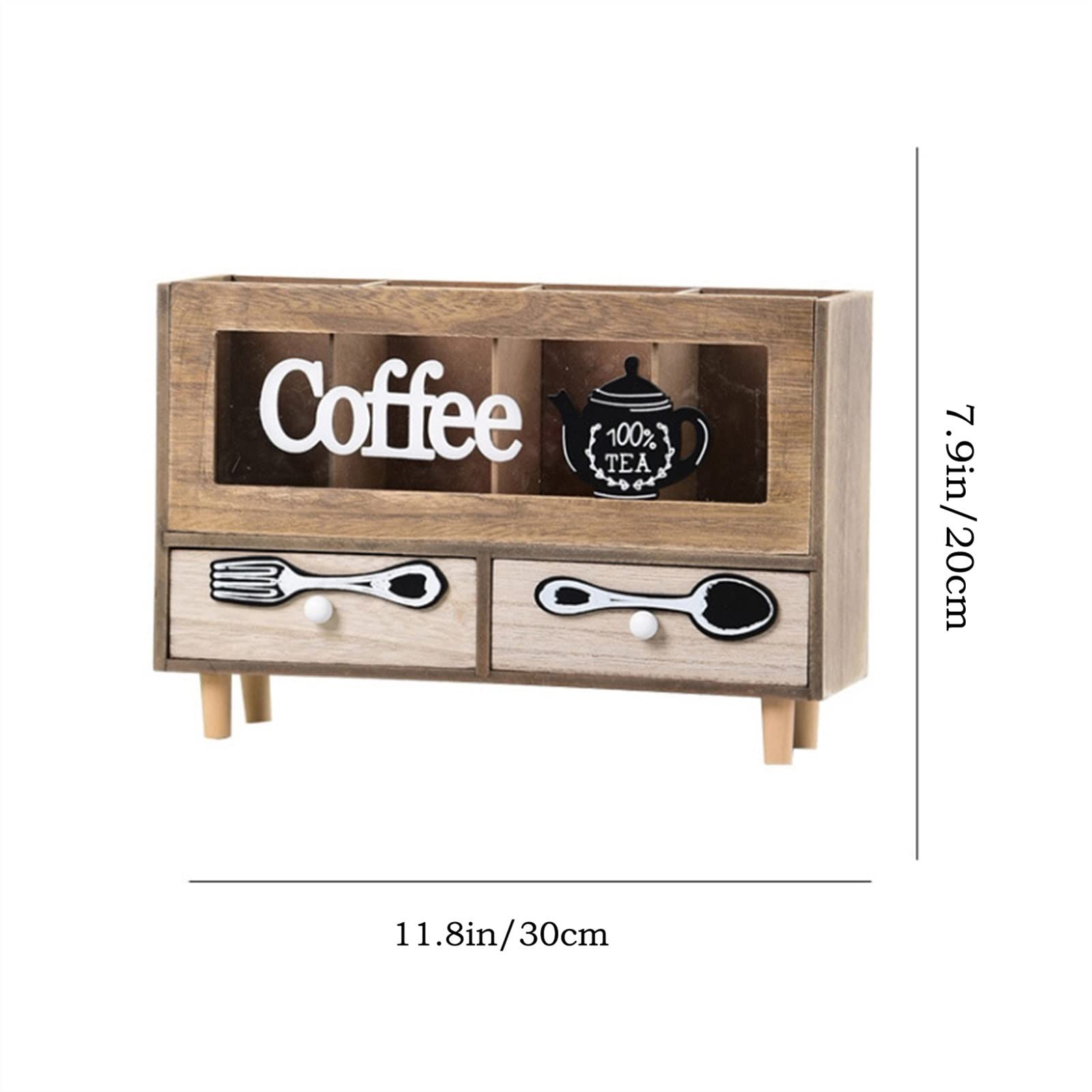 TOMYEUS Retro Wooden Sideboard Buffet Cabinet - Small Storage Cabinet with Drawers & Compartments for Office, Cosmetics, Tableware - Black Accent Furniture for Living Room, Dining Room & Bedroom Storage