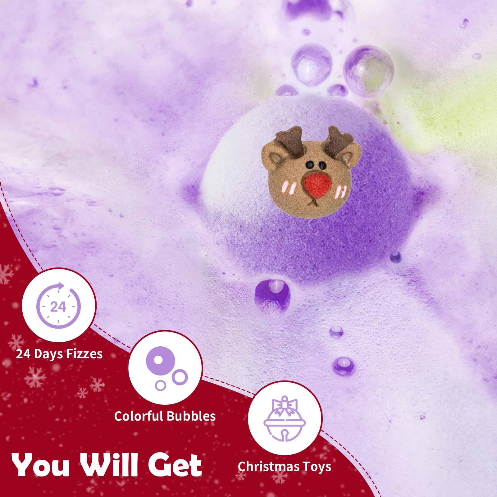 2024 Christmas Bath Bomb Advent Calendar - 24 Pack Holiday Bath Bombs for Kids with Surprise Toys Inside | Fun Bath & Body Advent Calendar Gift for Boys & Girls | Perfect for Christmas Countdown & Holiday Relaxation