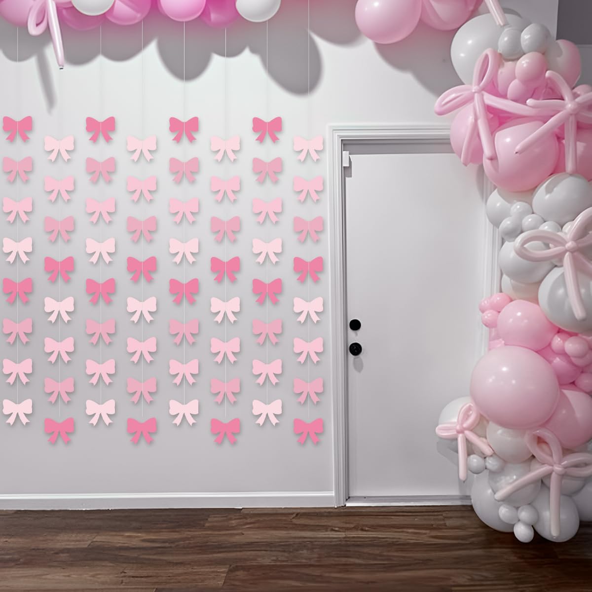 8Pcs Pink Bow Hanging Banners - Elegant Party Decorations for Birthday Girl, Bachelorette, Baby Shower & Bridal Shower | Perfect for Wall Decor, Photo Backdrops & Celebration Themes
