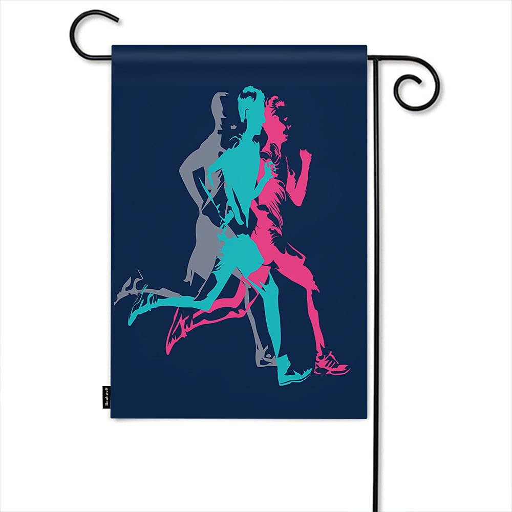 Beabes Double Sided 12x18 Inch Marathon Running Garden Flag - Colorful Abstract Runners Design for Outdoor Decor, Yard, Patio, Lawn & Porch | Perfect for Sports Enthusiasts, Fitness Motivation & Healthy Lifestyle