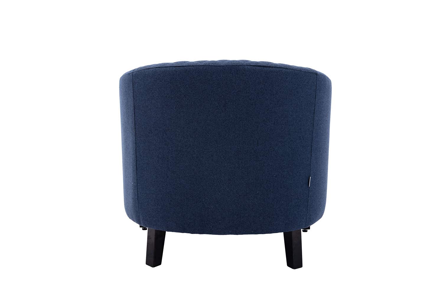 Modern Mid-Century Accent Barrel Chair with Nailhead Trim & Solid Wood Legs - Navy Linen Fabric Armchair for Living Room, Bedroom, Office - Comfortable Lounge Chair for Relaxing, Reading & Entertaining