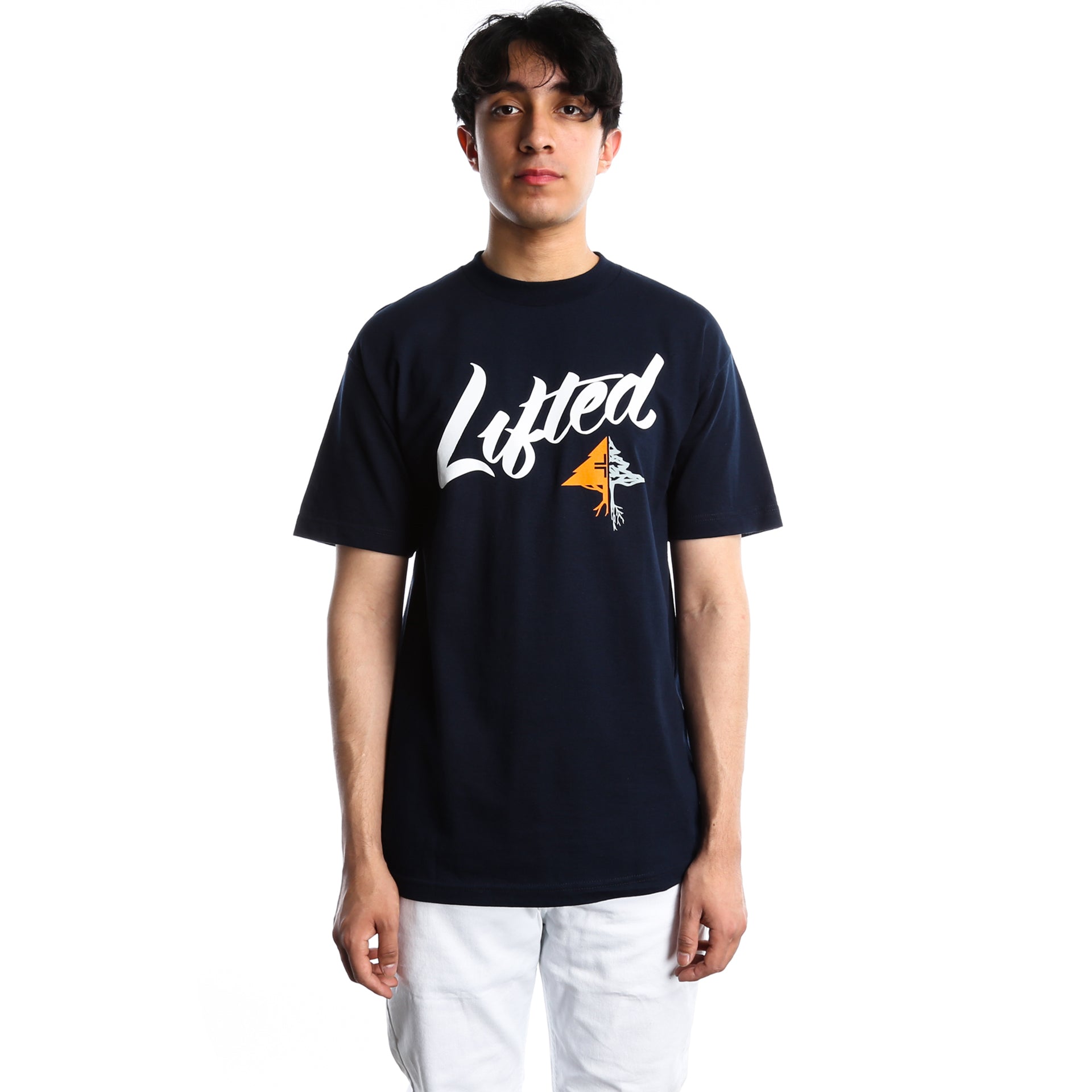 LRG Lifted Tree Graphic T-Shirt for Men - Navy Blue Cotton Casual Tee - Perfect for Streetwear, Urban Fashion & Everyday Wear