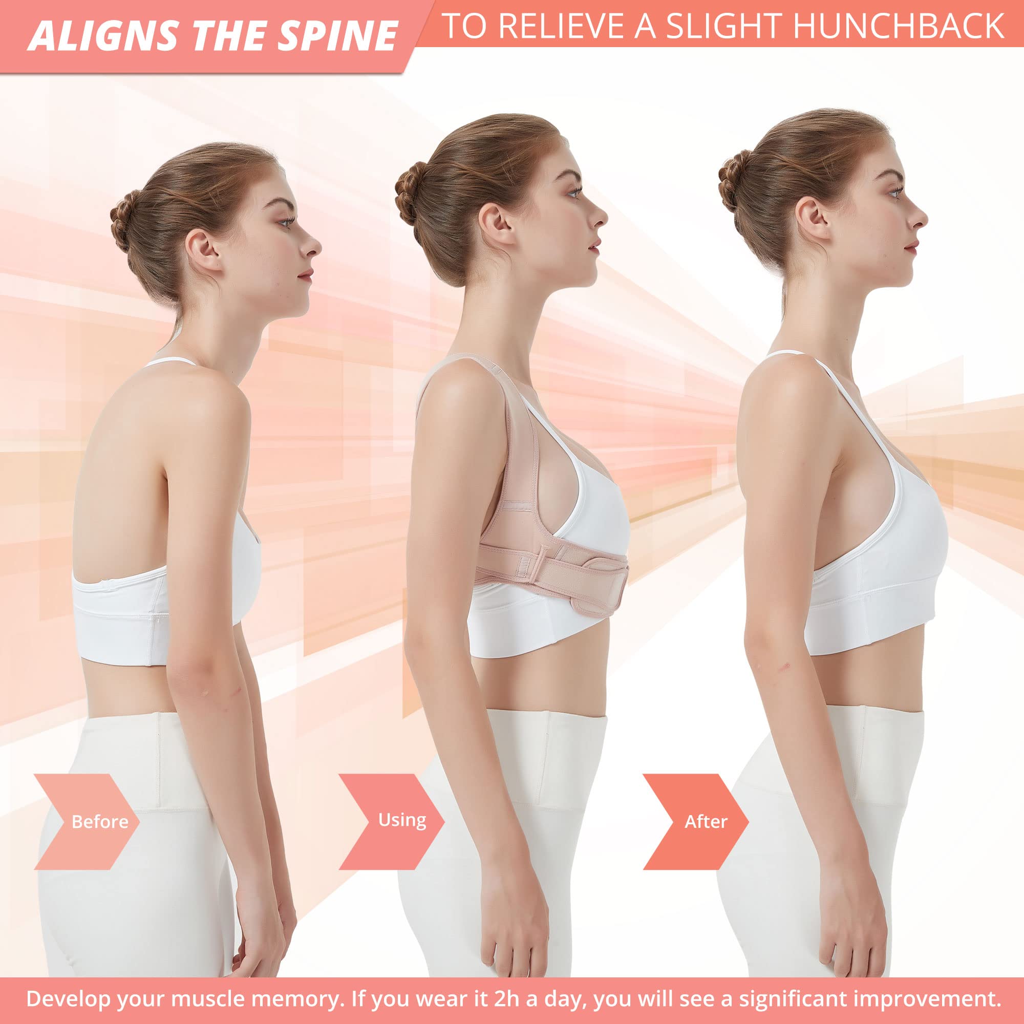 Adjustable Posture Corrector for Women & Men - Upper Back Brace for Hunchback Support, Neck & Shoulder Pain Relief (Small/Medium) | Improve Posture at Work, Home & Gym