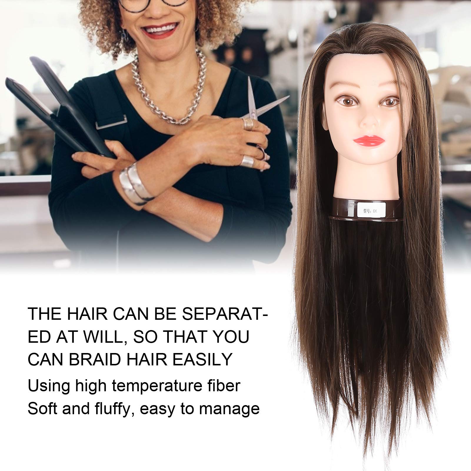 Professional 65cm Hairdresser Training Mannequin Head for Hair Styling, Braiding & Cutting Practice - Perfect for Salon Students, Cosmetology Schools & Home Hairdressing Training