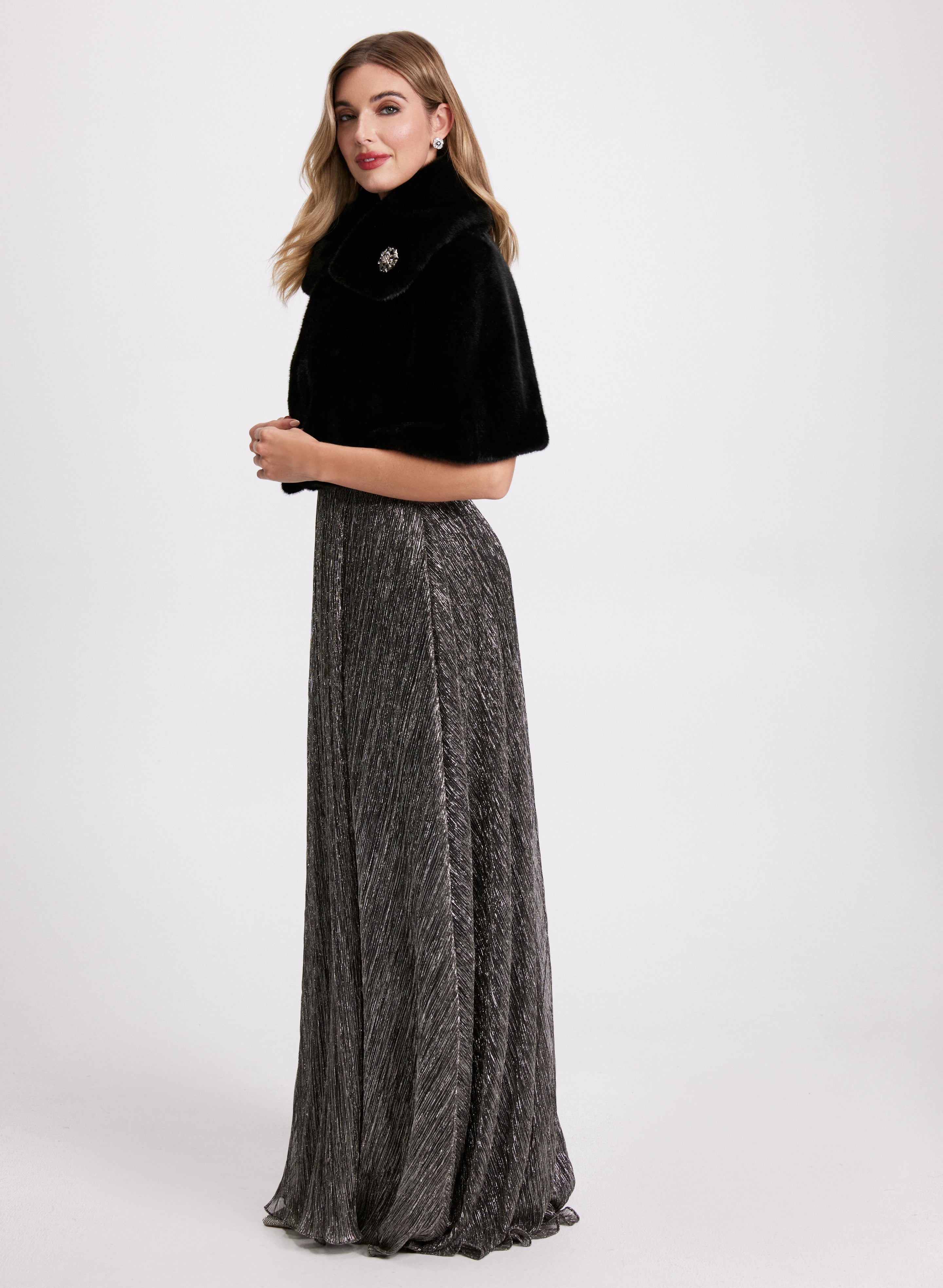 Luxury Embellished Faux Fur Cape - Elegant Winter Shawl for Women | Perfect for Parties, Weddings & Holiday Events