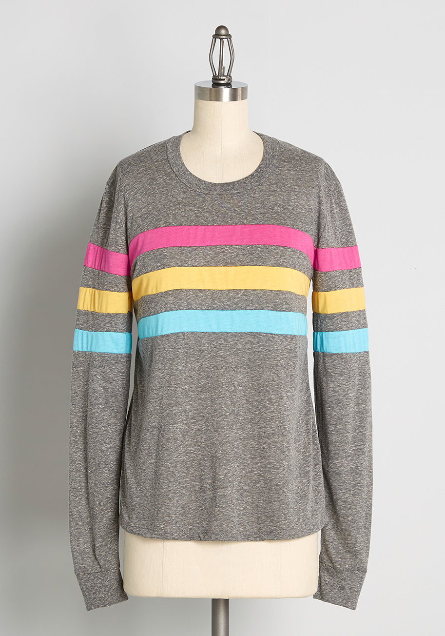 ModCloth x CAMP Made The Team Long Sleeve Tee - Women's Vintage Inspired Graphic T-Shirt for Casual Wear, Workout & Everyday Outfits