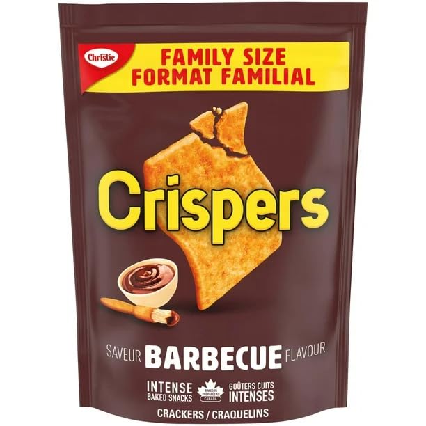 Christie Crispers Barbecue Flavor Family Size Salty Snacks, 240g/8.47oz (Pack of 3) - Crunchy Potato Chips for Parties, Picnics & Movie Nights - Shipped from Canada