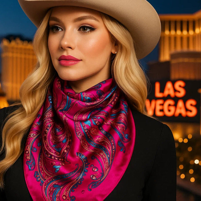 35x35 Inch Pink Hippie Paisley Wild Scarf - Bohemian Style Bandana for Women & Men - Perfect for Western Rides, Music Festivals & Outdoor Adventures