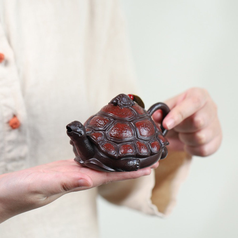 Premium Yixing Purple Clay Turtle Teapot - Handcrafted Chinese Ceramic Teapot for Oolong & Pu-erh Tea | Perfect Gift for Tea Lovers & Home Decor