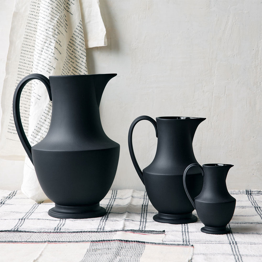 Handmade Black Stoneware Pitcher - Elegant Ceramic Water Jug for Home Decor, Kitchen & Dining Table - Perfect for Serving Beverages, Milk, Juice & Iced Tea