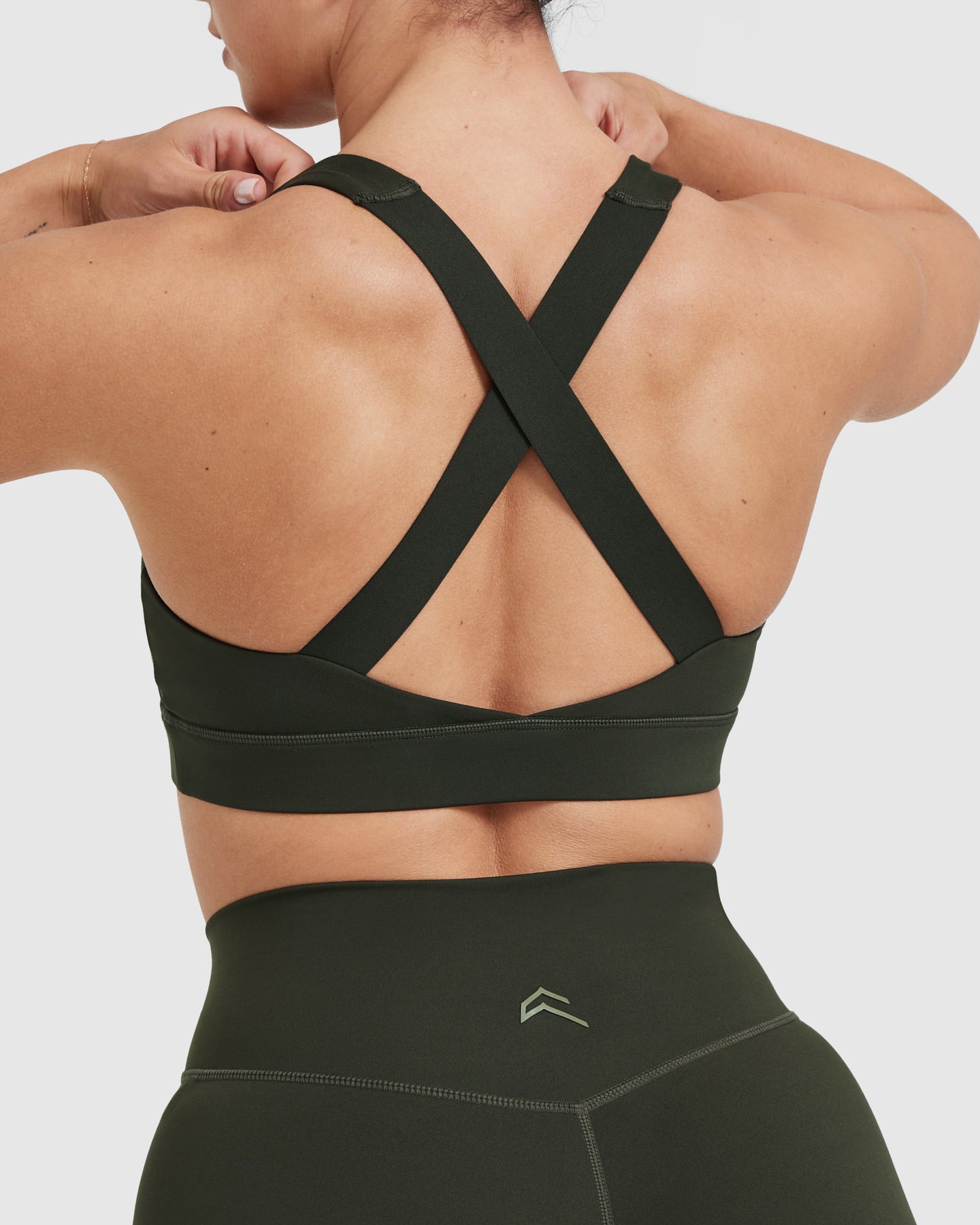 Timeless Wide Strap Sports Bra for Women - High Support Workout Top in Khaki | Yoga, Running, Gym & Activewear