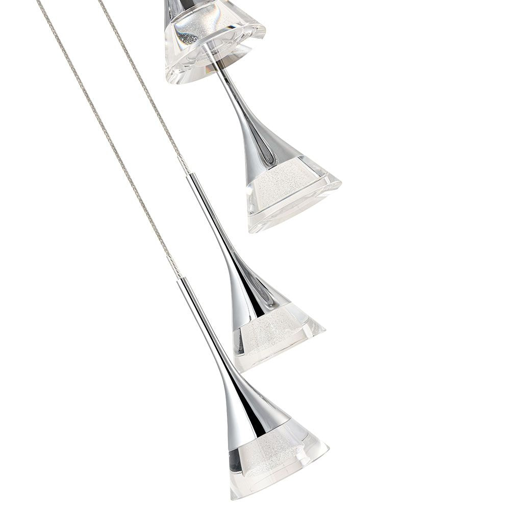VONN Amalfi 5-Light LED Chandelier with Cone Shades in Polished Chrome - Modern Ceiling Light Fixture for Dining Room, Living Room & Bedroom
