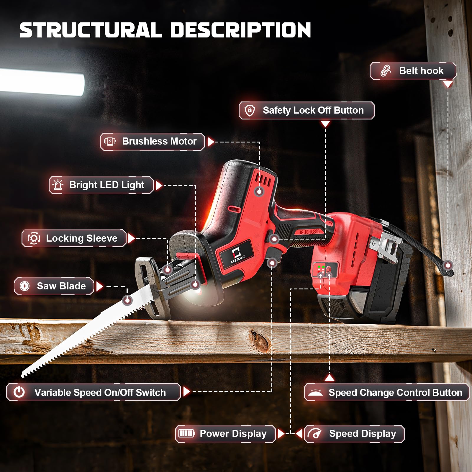 Milwaukee 18V Cordless Reciprocating Saw - Brushless Motor, 0-3000 SPM Variable Speed, Tool-Free Blade Change, Includes 4 Blades for Wood/Metal/PVC Cutting (Battery Not Included) - Perfect for Construction, Demolition, and DIY Home Improvement Projects