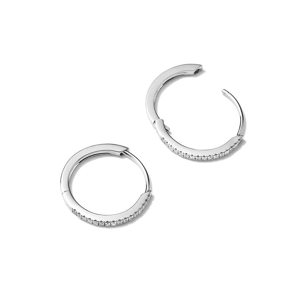 Lab Grown Diamond Hoop Earrings - 14K Gold Medium Size Pavé Setting | Perfect for Weddings, Date Nights & Special Occasions