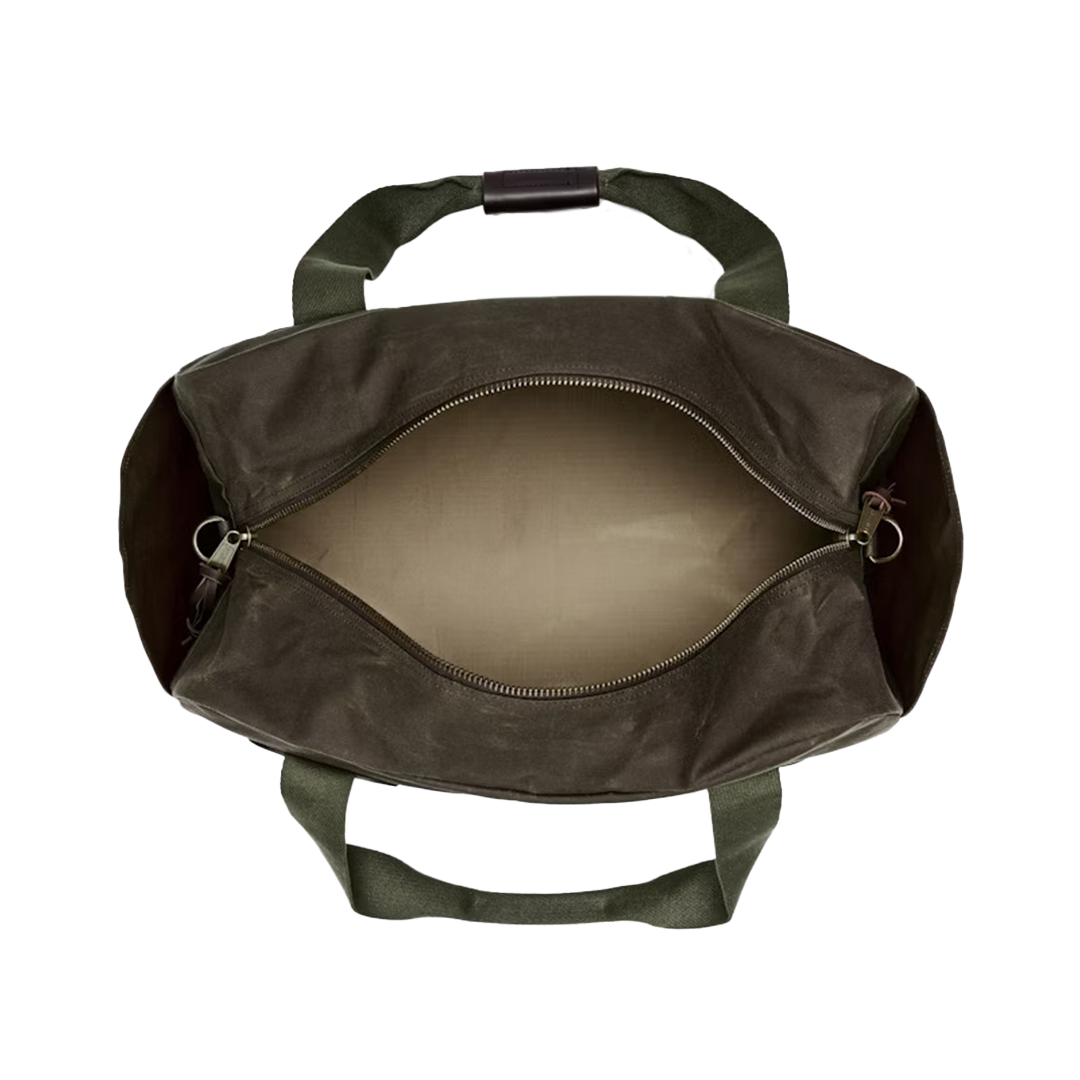 Filson Medium Tin Cloth Duffle Bag - Waterproof Travel Duffel for Men & Women, Otter Green - Perfect for Camping, Hiking & Weekend Getaways