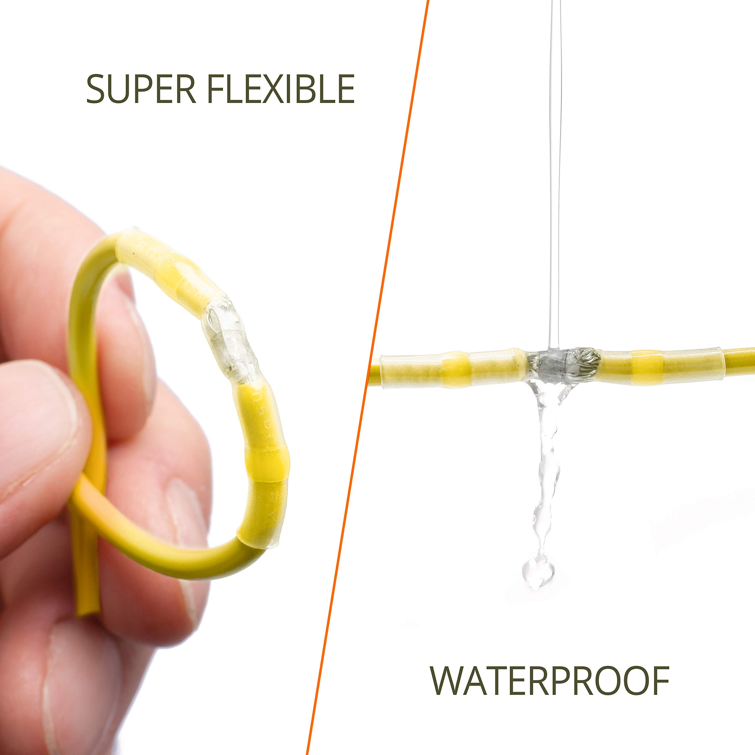 Wirefy 100 PCS Heat Shrink Solder Seal Wire Connectors - Waterproof Self-Soldering Butt Connectors for 12-10 AWG Wires (Yellow) - Ideal for Automotive, Marine & Electrical Repairs
