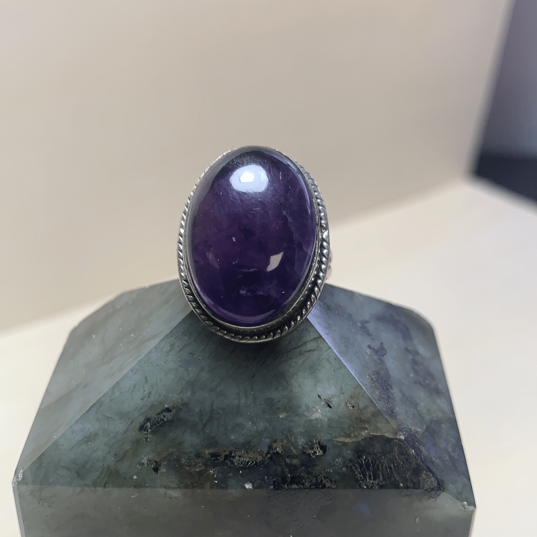 Natural Amethyst Sterling Silver Ring for Women Size 6.75 - Elegant Purple Gemstone Jewelry Gift for Birthday, Anniversary & Everyday Wear