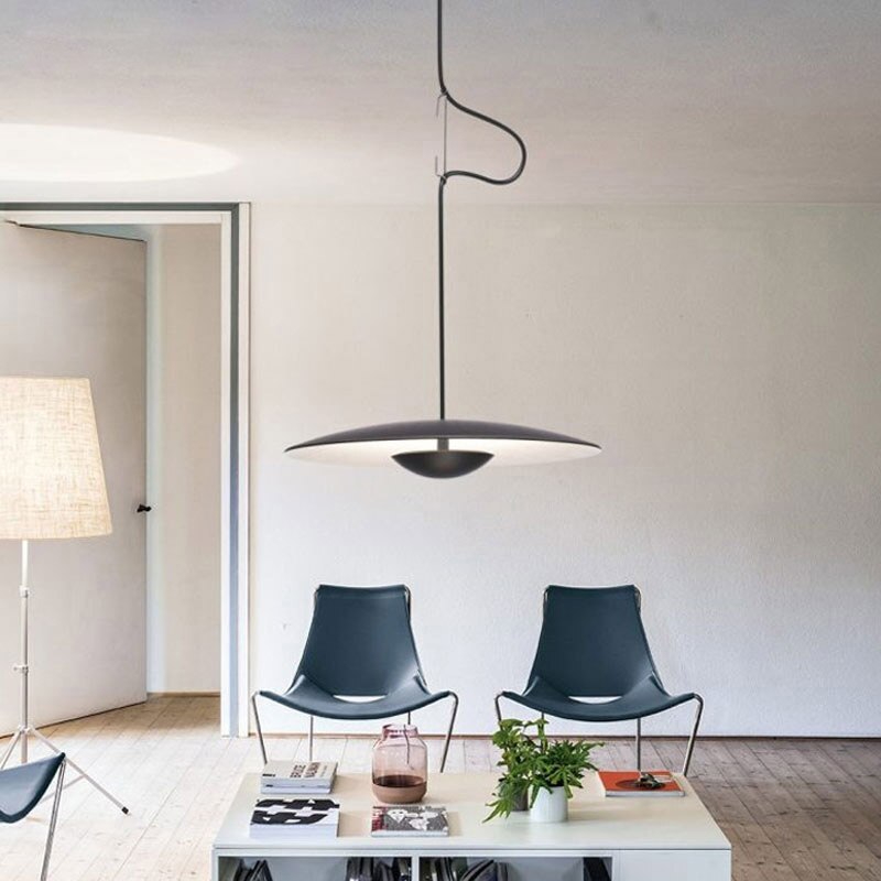 Modern Black Wood Grain LED Pendant Light - Stylish Dining Room Lighting Fixture for Kitchen Island, Breakfast Nook & Home Decor