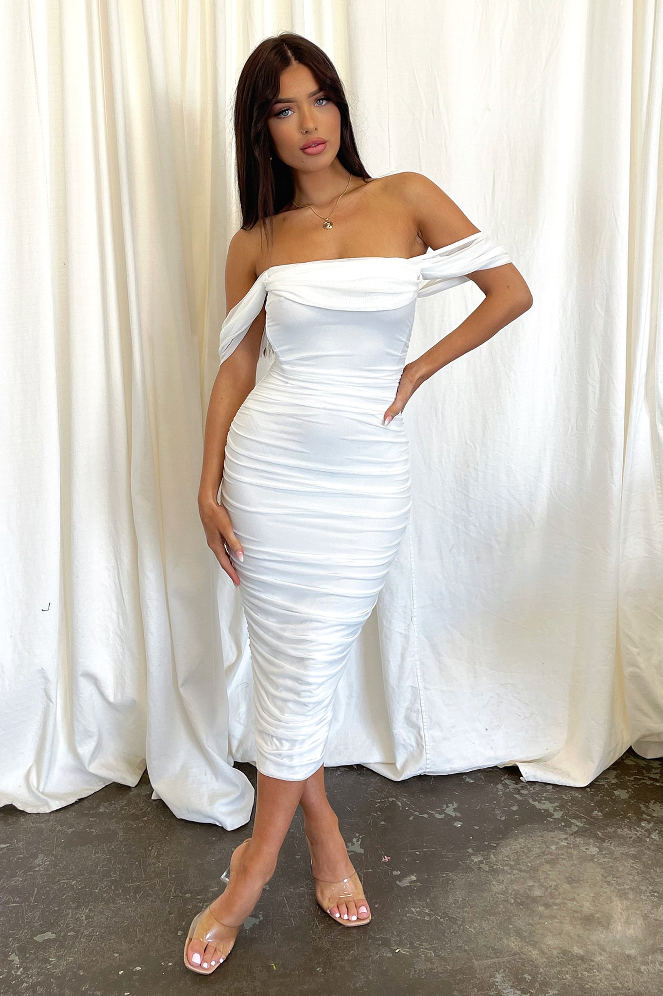 Lucinda Midi Dress - Elegant White Flowy Summer Dress for Women | Perfect for Weddings, Parties & Beach Vacations