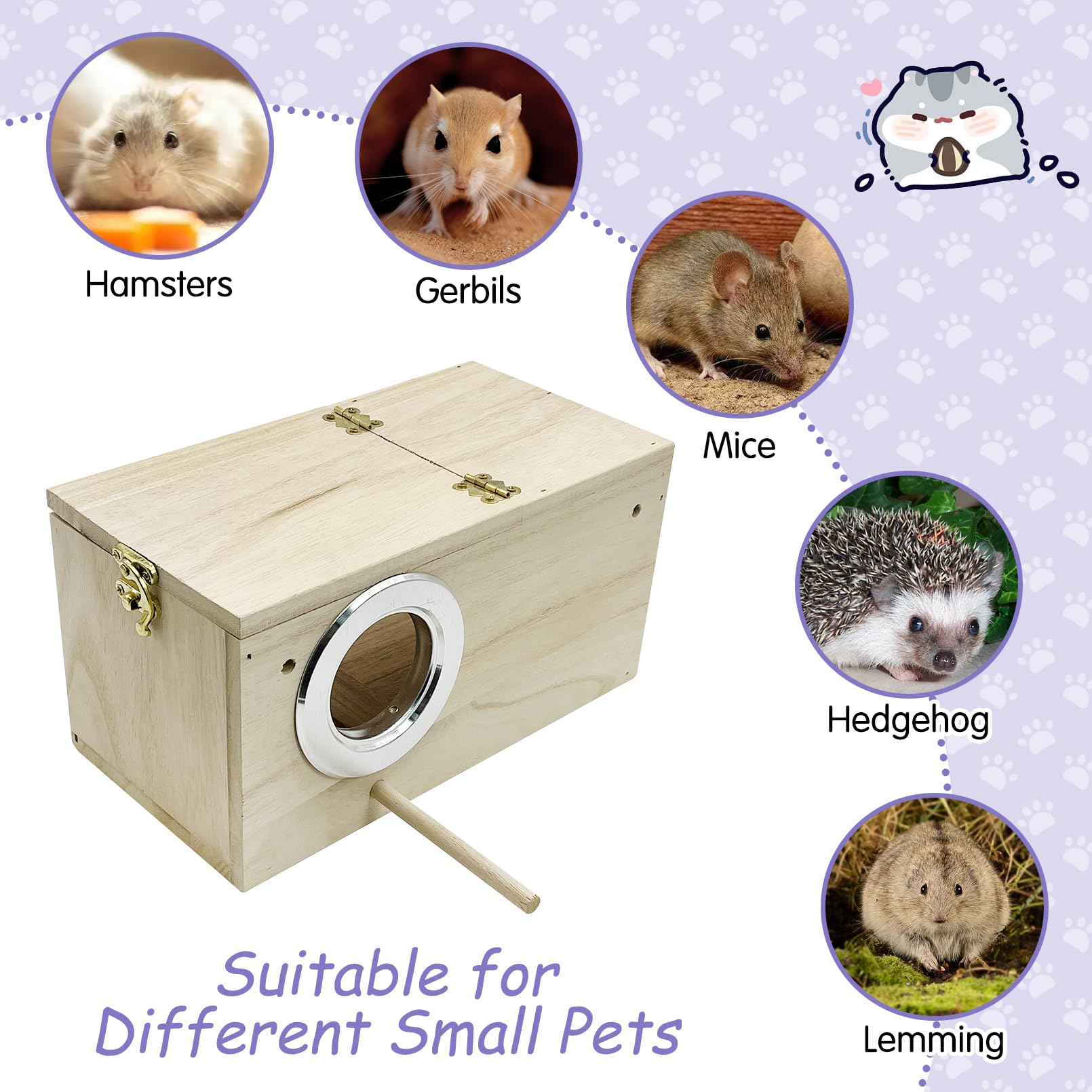 Hamiledyi Wooden Hamster Hideout House - Natural Chew Toy Small Animal Habitat for Syrian Dwarf Hamsters, Mice & Gerbils - Perfect Cage Accessory for Play, Sleep & Stress Relief