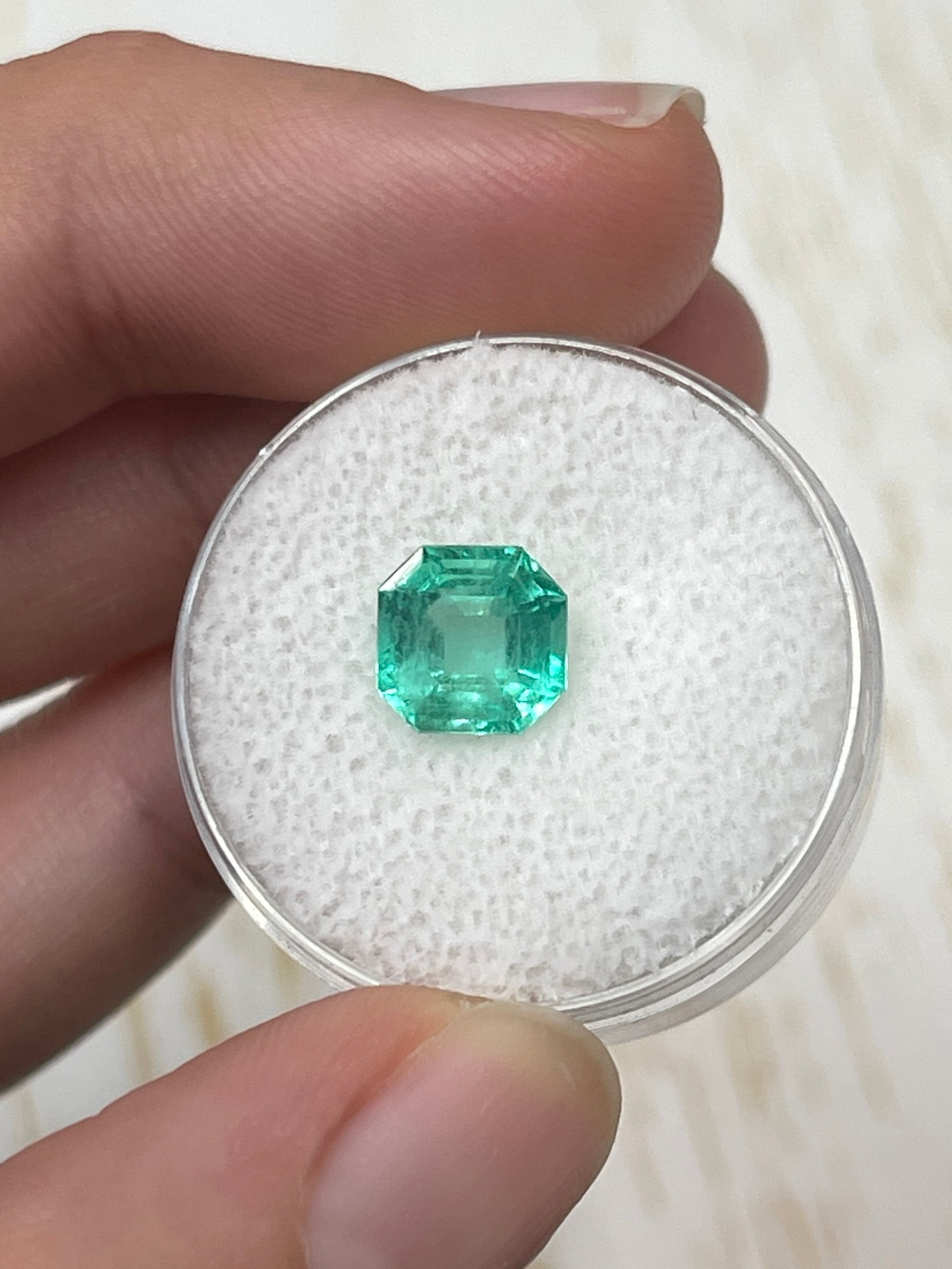 1.87 Carat 8x8mm Art Deco Style Medium Green Natural Loose Colombian Emerald Asscher Cut Gemstone for Jewelry Making, Engagement Rings & Luxury Gifts