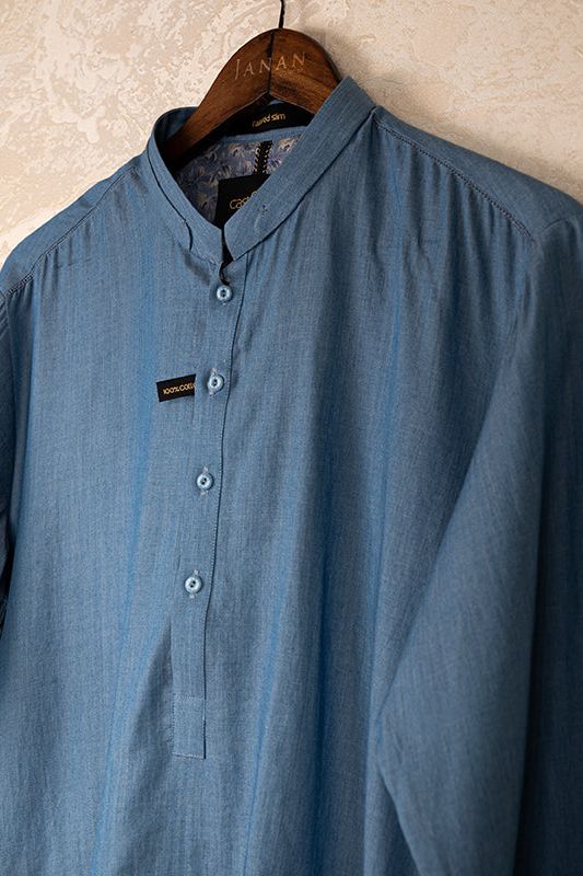Premium Cotton Blue Kurta Trouser Set for Men - Traditional Indian Ethnic Wear for Festivals, Weddings & Cultural Events - Comfortable & Stylish Outfit for Cast & Crew Performances