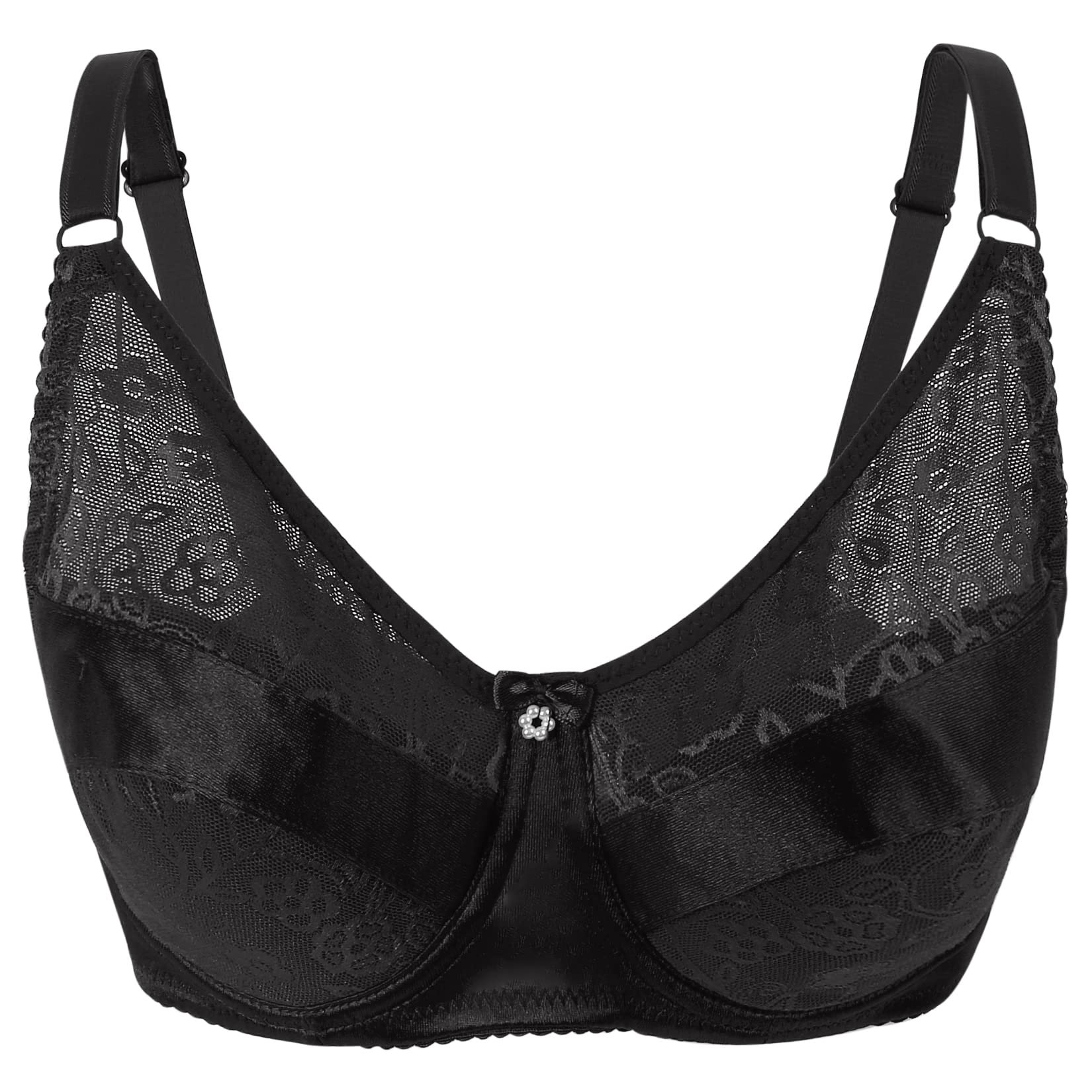 Vollence 38/85 Pocket Bra for Silicone Breast Forms & Mastectomy - Black, 38/85 (Fits Cup C/D) - Comfortable Post-Surgery & Crossdressing Support Bra for Daily Wear
