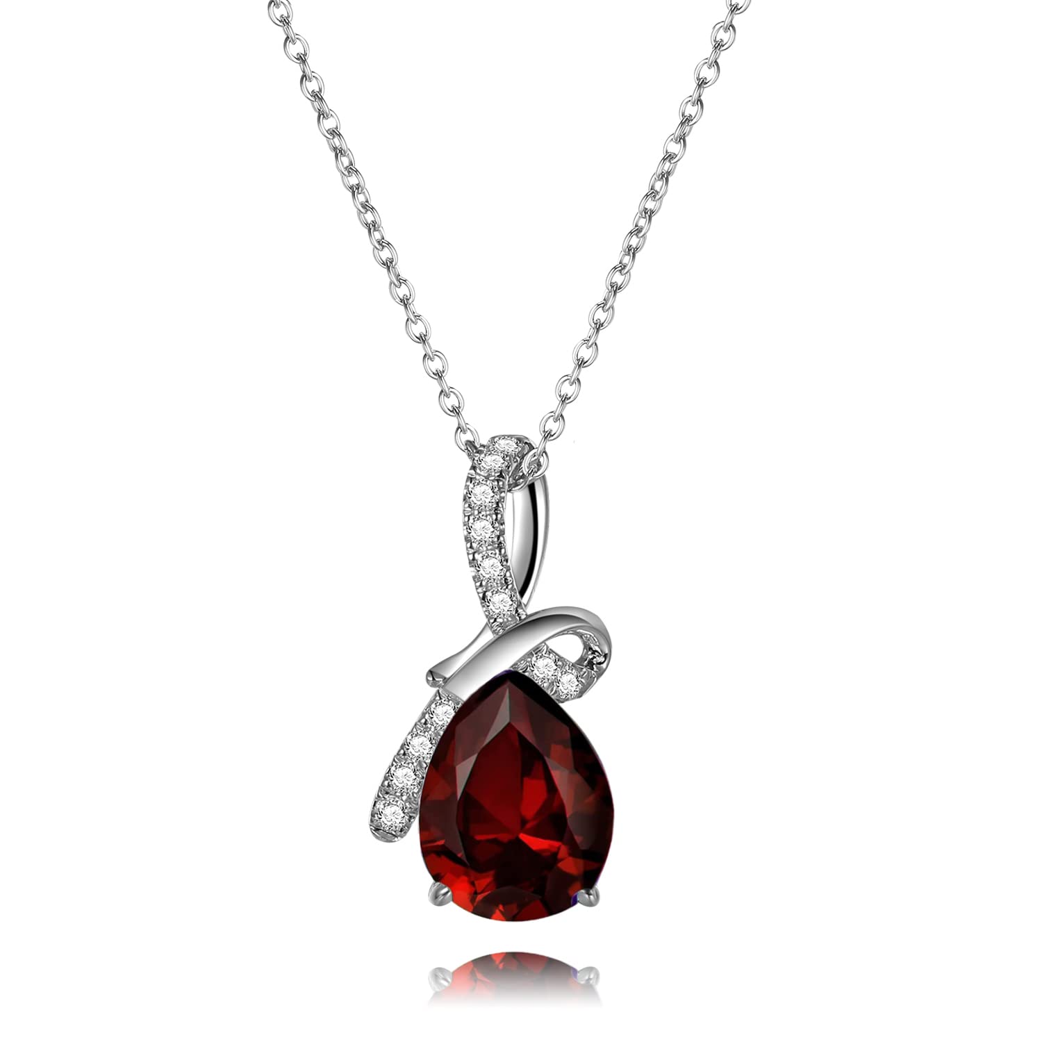 14K Solid White Gold Birthstone Necklace for Women - 12 Months Colorful Gemstone Pendant with Sterling Silver Chain | Infinity Cute Jewelry Gift for Anniversary, Birthday, Christmas & Valentine's Day | Perfect for Everyday Wear, Special Occasions & Gift-Giving