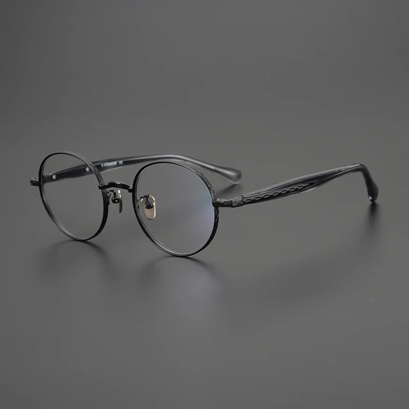 Stylish Black Titanium Round Eyeglasses for Women - Lightweight Full Rim Frame BM216 | Perfect for Work, Reading & Everyday Wear