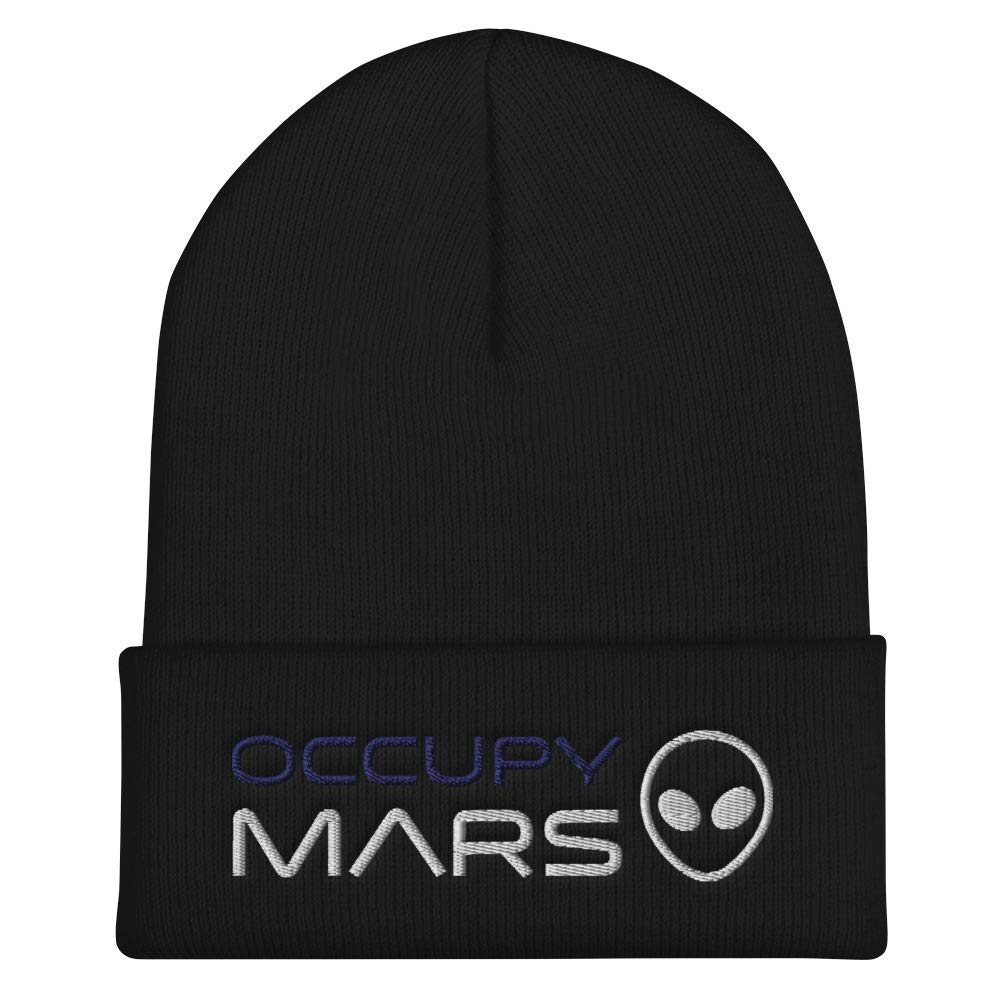 Occupy Mars Grey Alien Terraform Space Astronaut Beanie Hat - Sci-Fi Cosplay & Winter Warmth for Space Enthusiasts