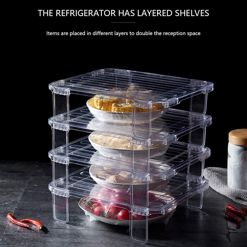 Multipurpose Refrigerator Organizer - Transparent Fridge Shelf & Food Storage Container for Kitchen Organization | Perfect for Fruits, Vegetables, Leftovers & Beverages