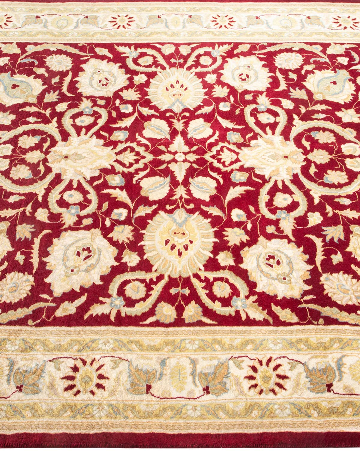 Handmade Wool Oriental Mogul Red 4x6 Area Rug - Solo Rugs One of a Kind Hand Knotted Traditional Design for Living Room, Bedroom & Home Decor