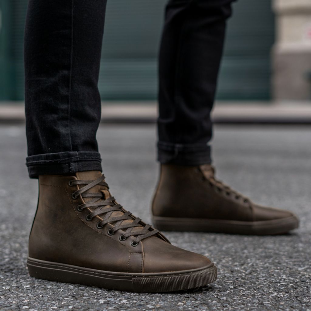 Premier High Top Sneakers for Men & Women - Comfortable Tobacco Brown Casual Shoes for Walking, Running & Streetwear Fashion