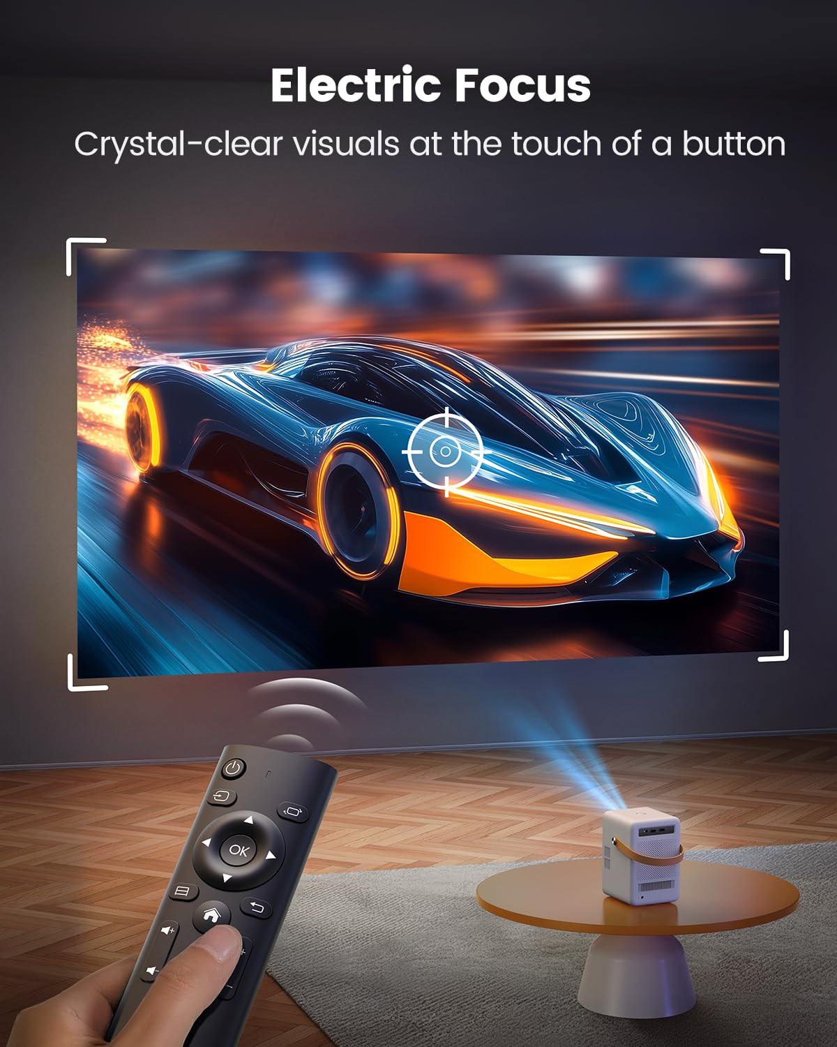 TOPTRO Smart Mini Projector with Built-in Battery, WiFi & Bluetooth - 1080P HD Portable Movie Projector with Auto Focus & Keystone | Perfect for Outdoor Movies, Home Theater, and Business Presentations - Compatible with Phones & TV Sticks