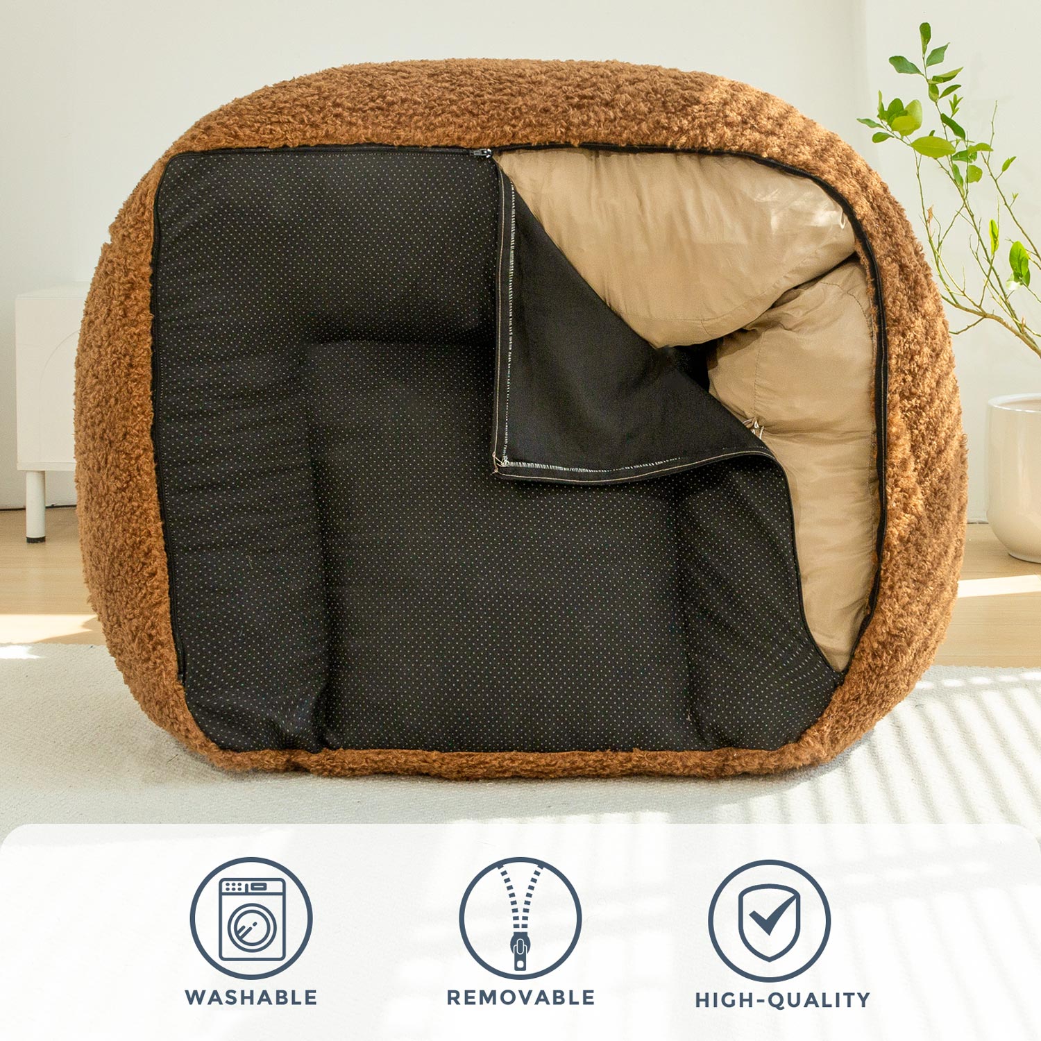 MAXYOYO Large Wool Bean Bag Chair with Pillow - Ultra Comfortable Lounge Chair for Adults, Perfect for Reading, Gaming & Relaxing in Living Room, Bedroom or Dorm