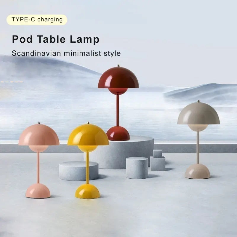 Rechargeable Mushroom LED Table Lamp - Portable Night Light for Bedroom, Nursery, Kids Room & Office Desk - Soft Warm White Light for Reading & Relaxation