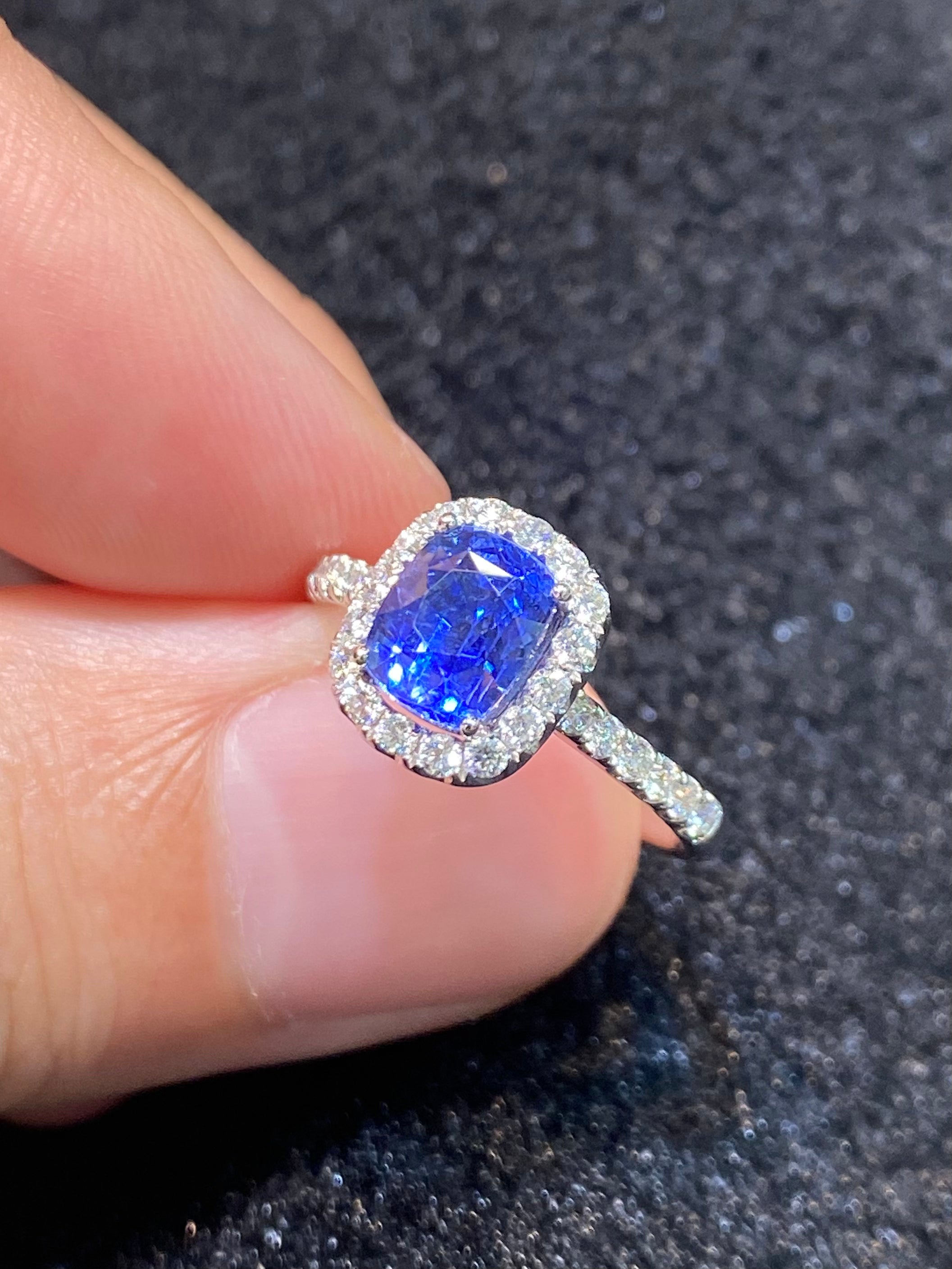 Natural Blue Sapphire Ring 2.15 Carat - Genuine Ceylon Sapphire & Sterling Silver Engagement Ring for Women - Perfect for Weddings, Anniversaries & Special Occasions